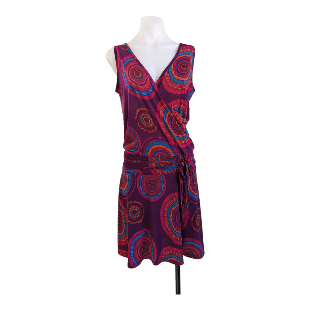 Coline Size Large Faux Wrap Shift Dress Art to Wear Tie Waist Sleeveless Boho